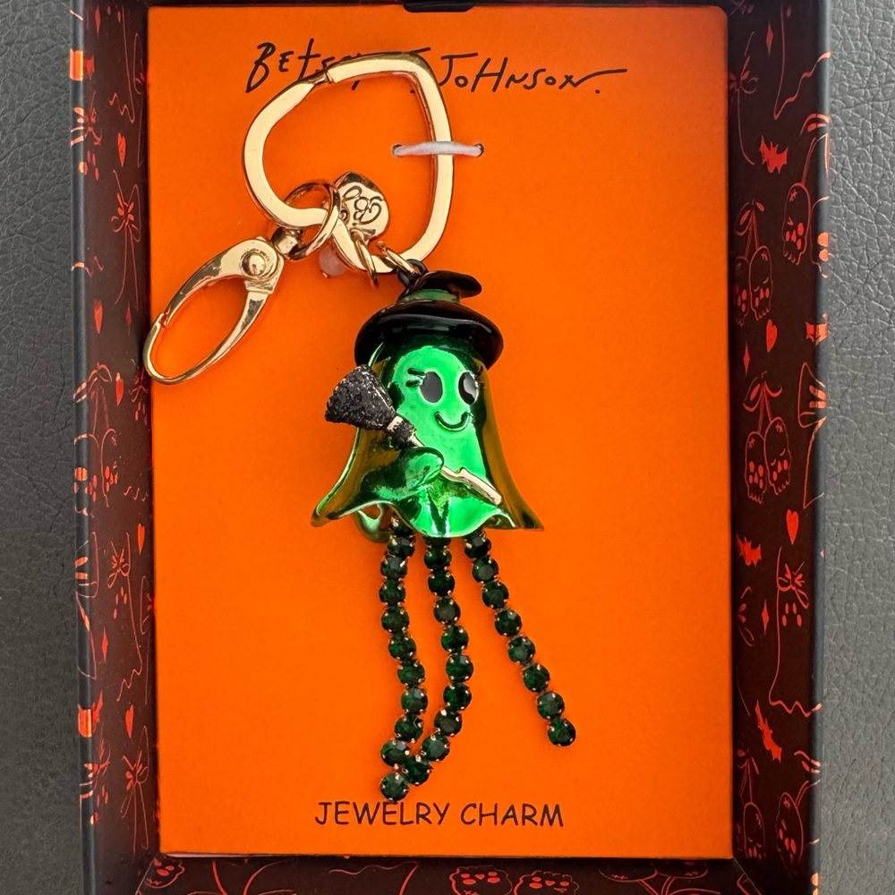 Betsey Johnson Green Ghost Witch Rhinestones Handbag
Charm Keychain Halloween